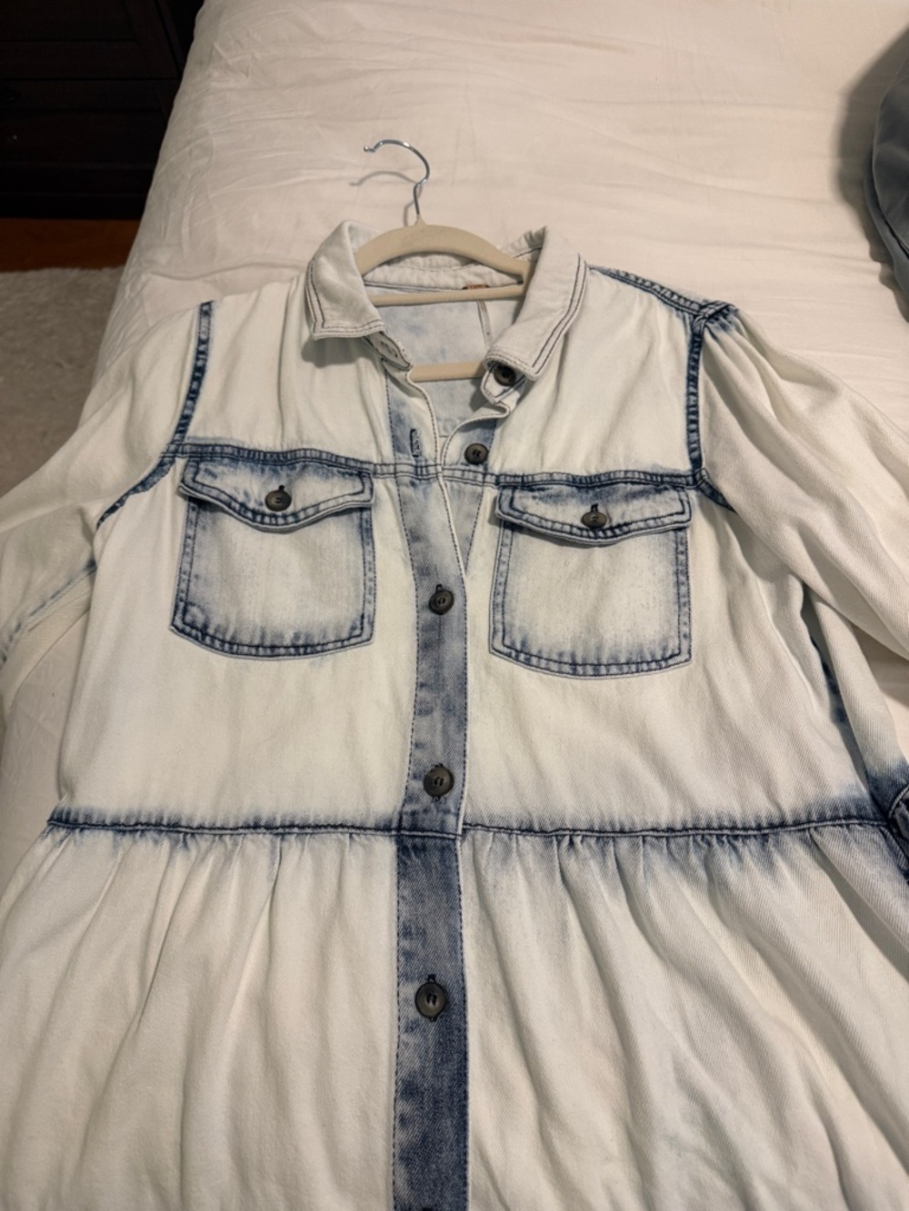 Free People Nicole Shirt Dress Long Sleeve Washed Denim - size Medium - Picture 4 of 9